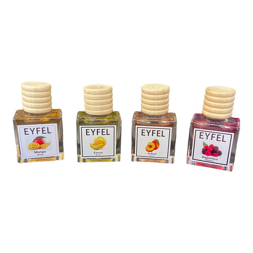 خوشبوکننده هوا خودرو ایفل مدل انبه و هلو و شاتوت و طالبی کد Mango-Blackberry-Melon-Peach حجم 10 میلی لیتر بسته 4 عددی